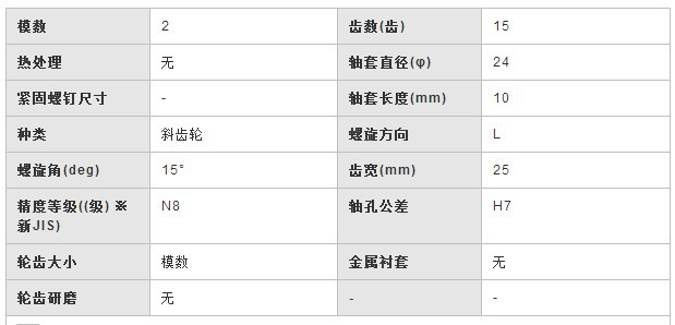 品牌 小原齿轮工业(khk),其他 型号 sh2-15l/sh2-40r/sh2-30r 模数 2
