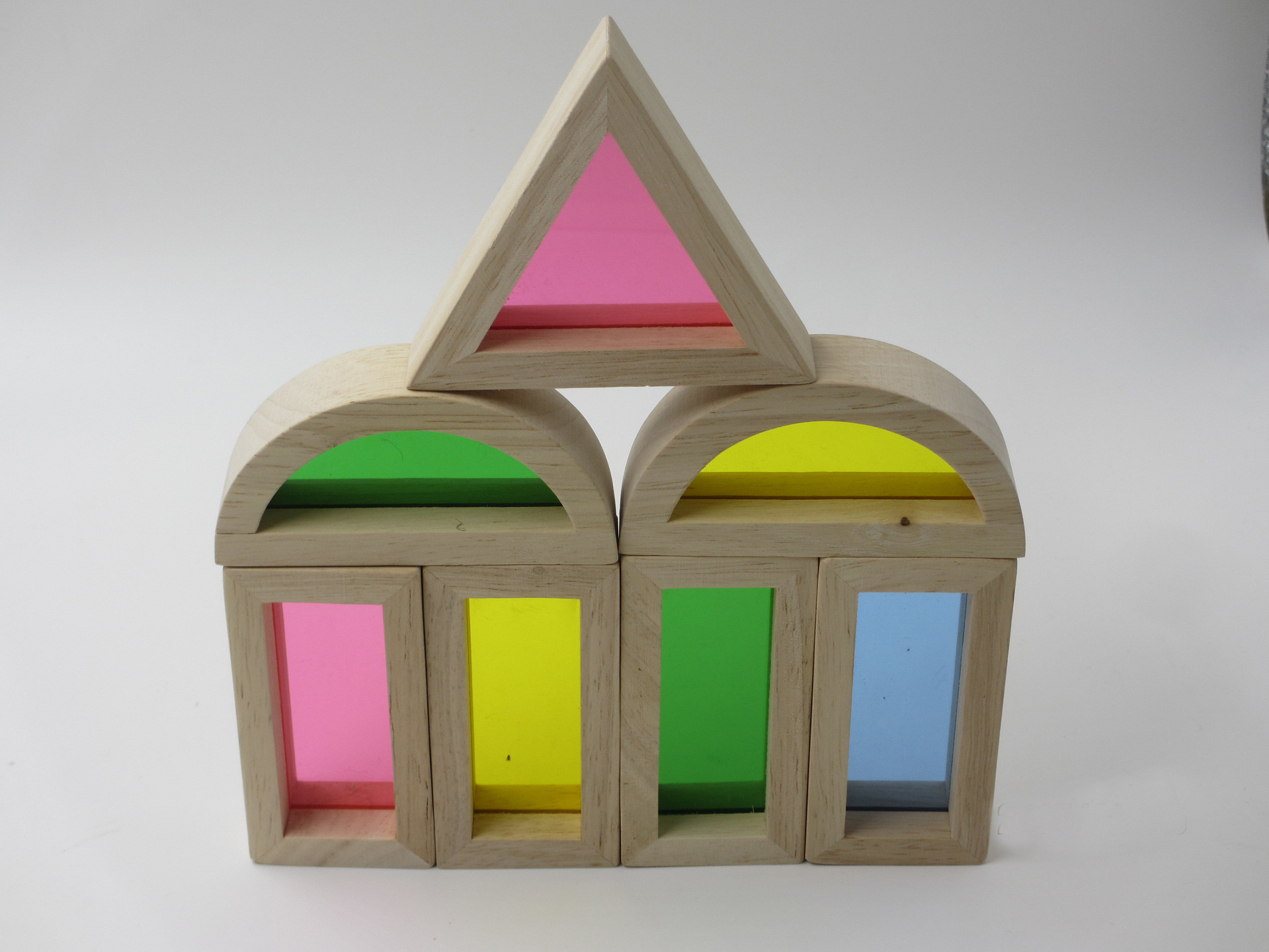 厂家直销儿童木制创意拼搭彩虹积木宝宝堆塔幼儿园早教益智玩具