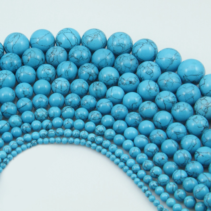 Synthetic Turquoise Loose round Beads DIY Hand-Woven Fabric Men and Women Bracelet String Beads Crystal Agate Beads