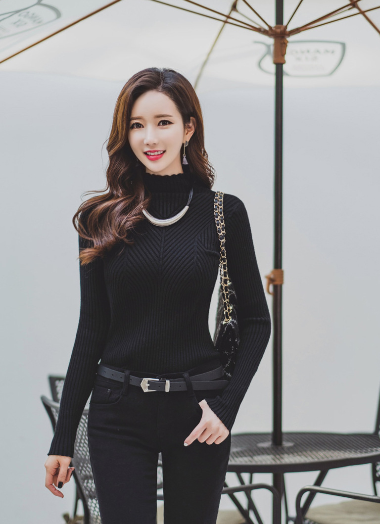 春秋女装半高领毛衣女套头轻熟修身打底衫女