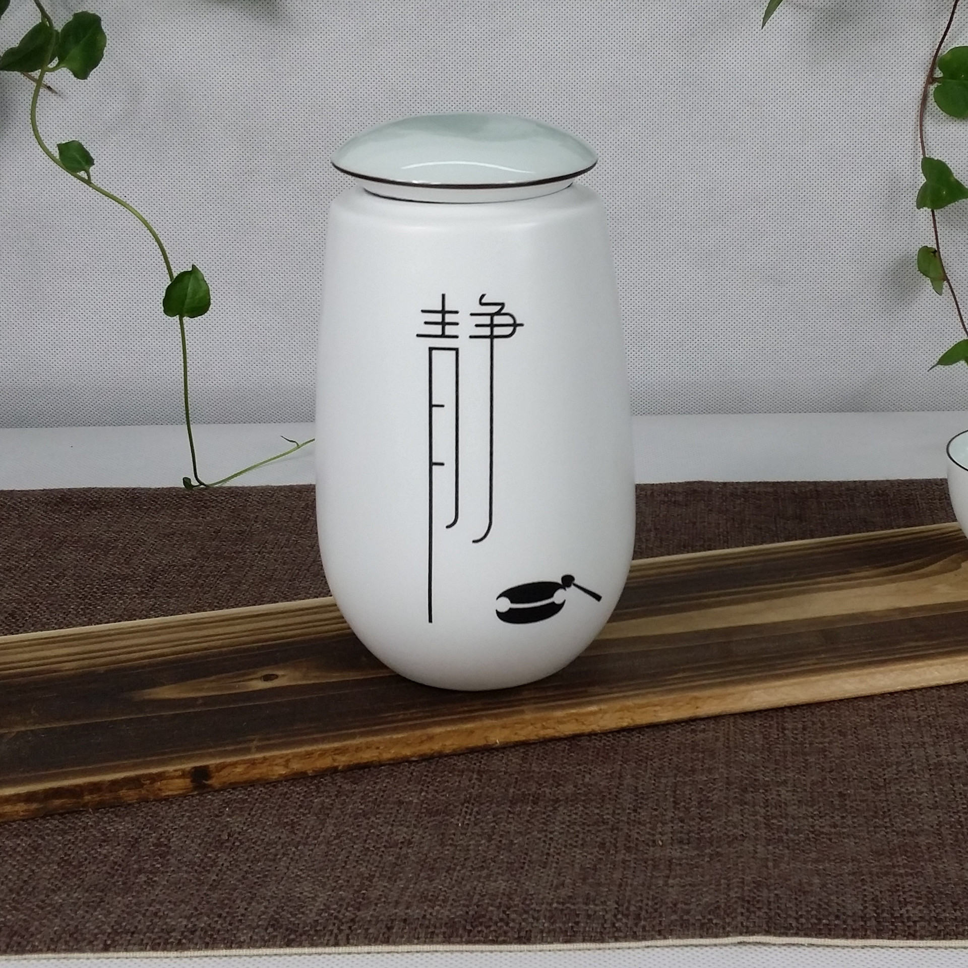 定窑茶叶罐禅静悟道羊脂白陶瓷菩提罐茶叶包装罐