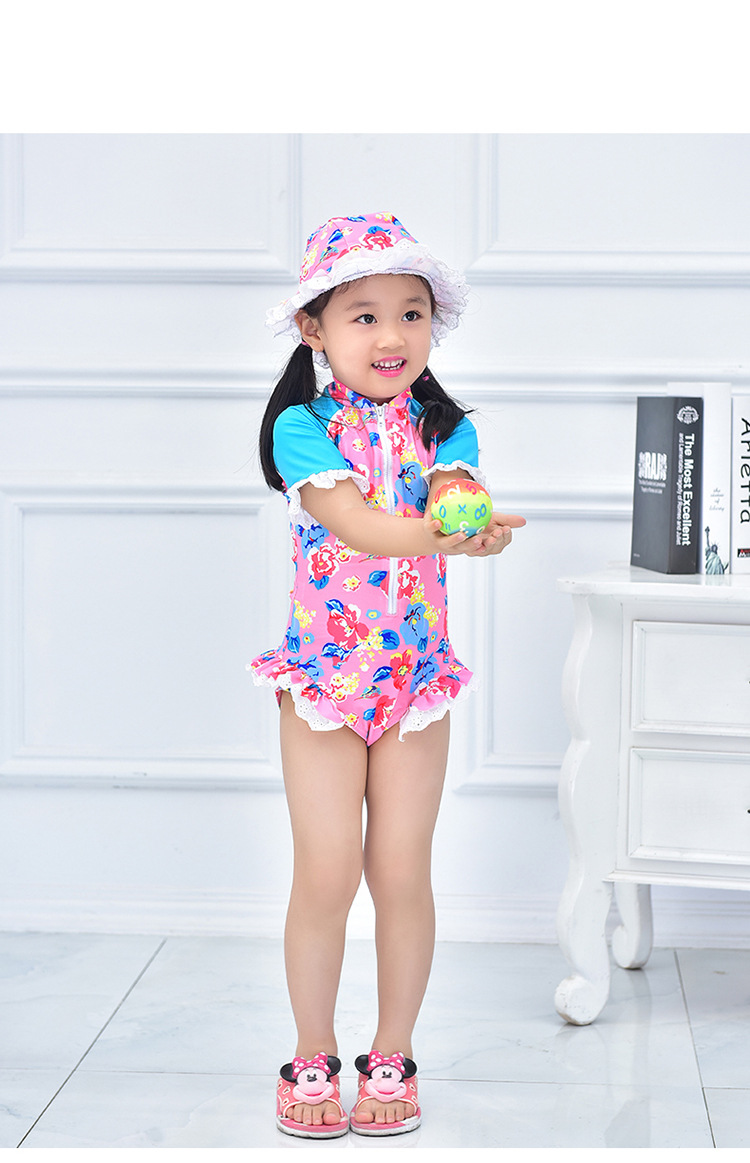 2017年新款儿童游泳衣 女童连体三角拉-儿童泳衣