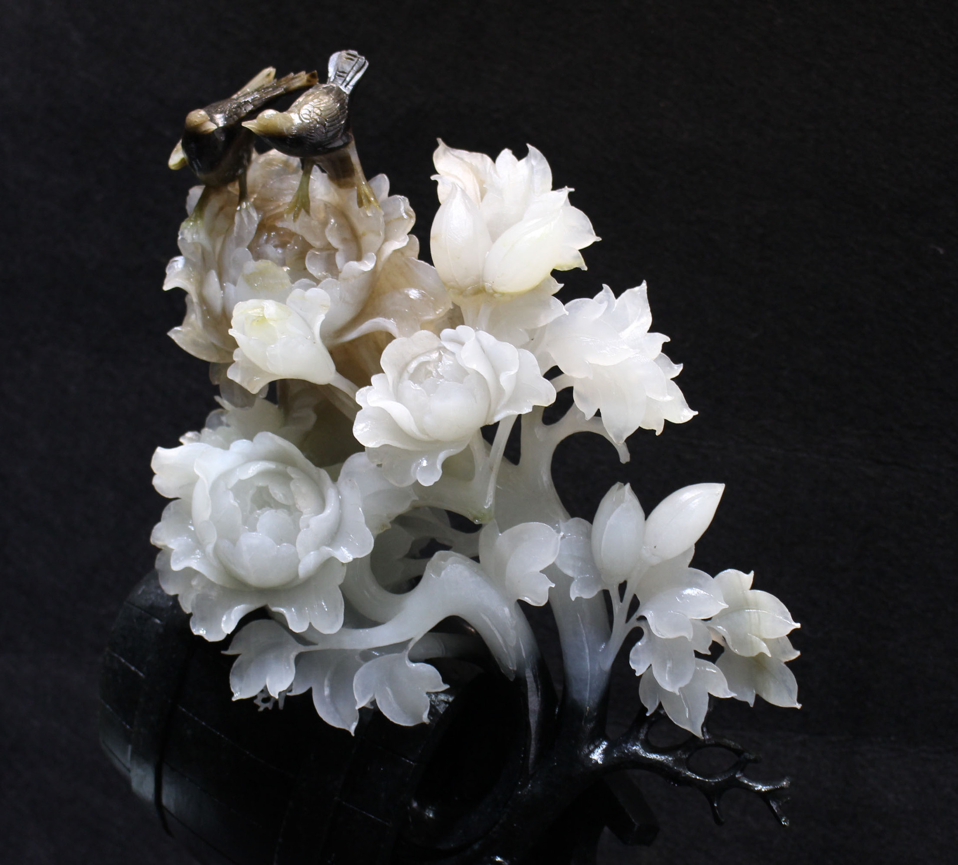 钱龙玉苑 天然独山玉 花鸟 玉雕摆件 送礼佳品 玉器工艺品