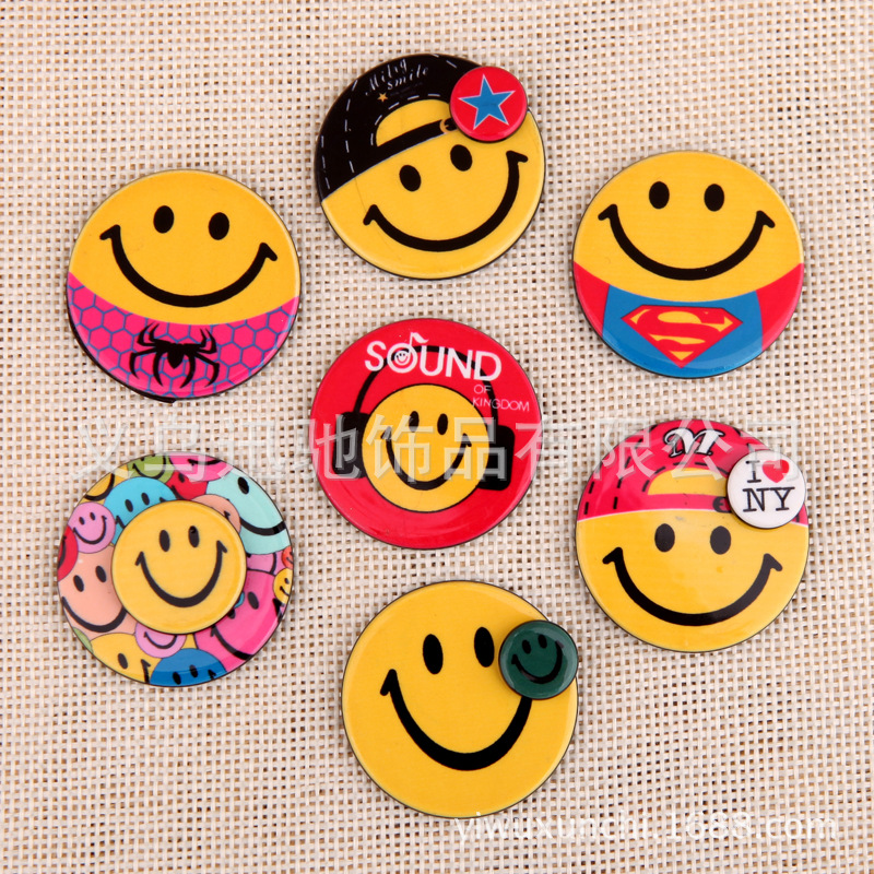 各种圆形笑脸 冰箱贴 胸章材料配件 diy手机贴饰品配件 没有别针