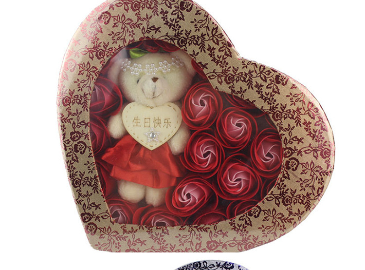 玫瑰香皂花礼盒21朵圆形生日礼物爱意表达祝福生日节日礼物