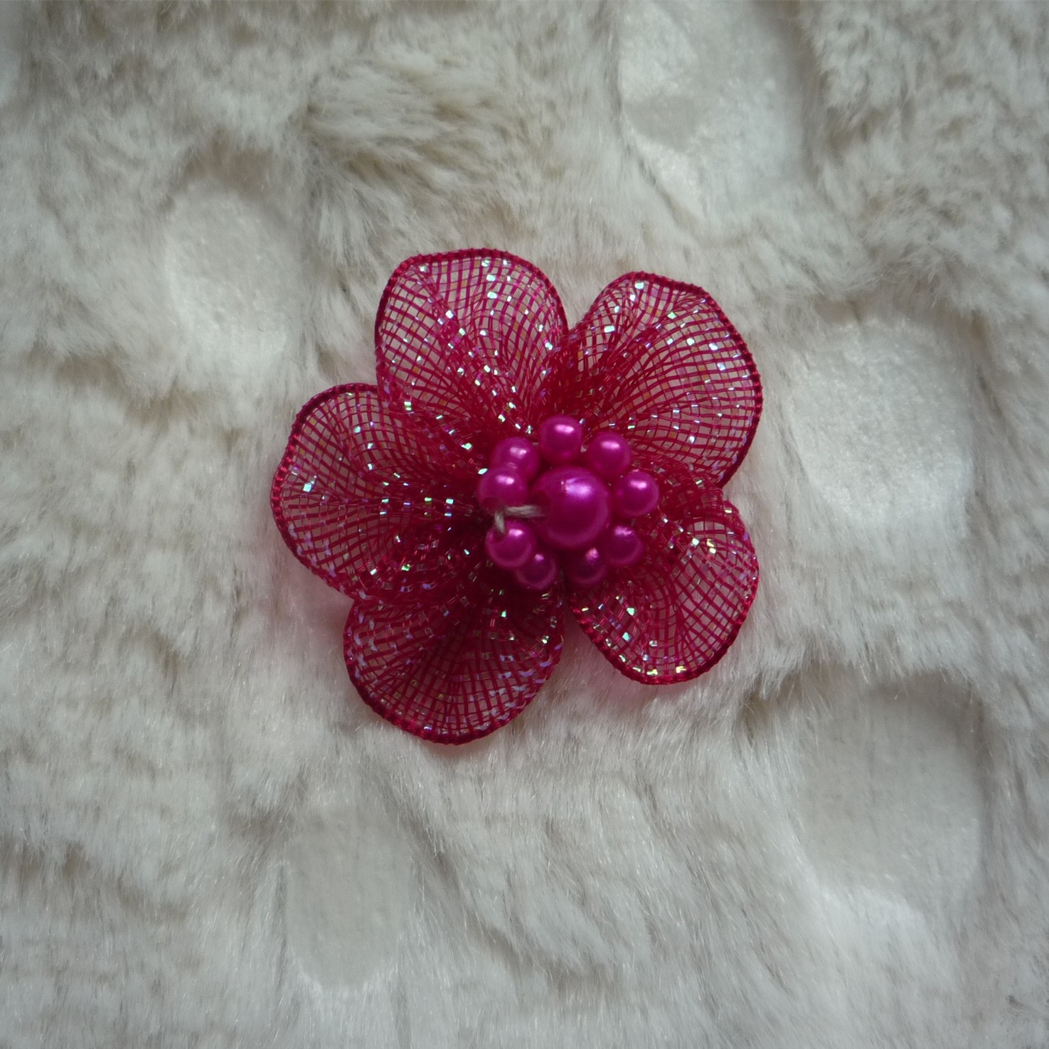 七彩纱珠花 手工花 五瓣珠花 服装装饰花 饰品配件五角花