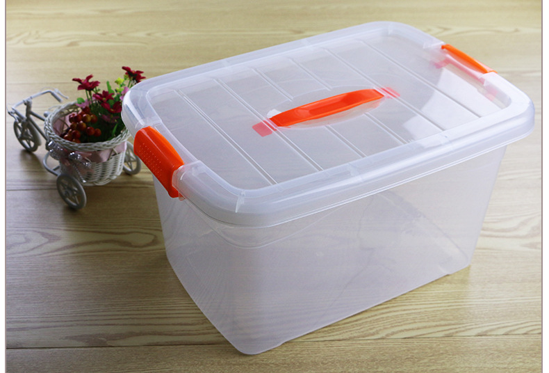 手提塑料收纳箱 整理箱 收纳盒 储物箱 高透明整理箱 家居防尘