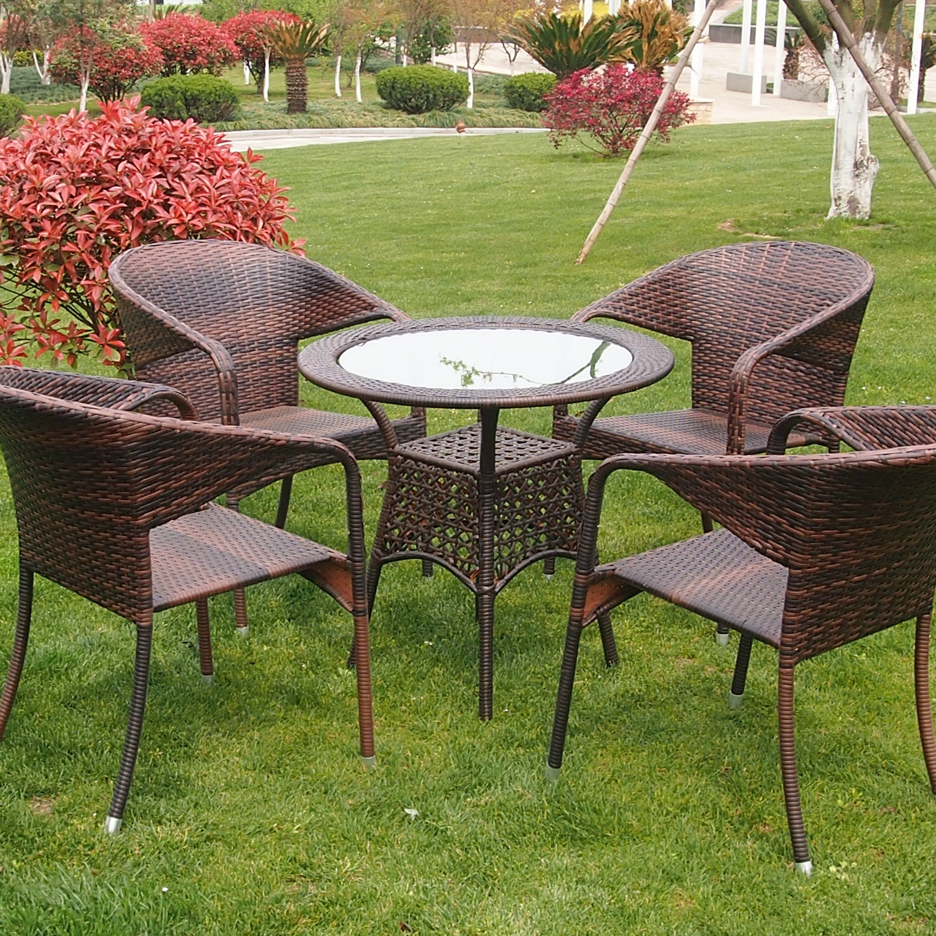 户外藤椅桌椅咖啡奶茶店藤椅子阳台庭院别墅休闲室内外桌椅组合