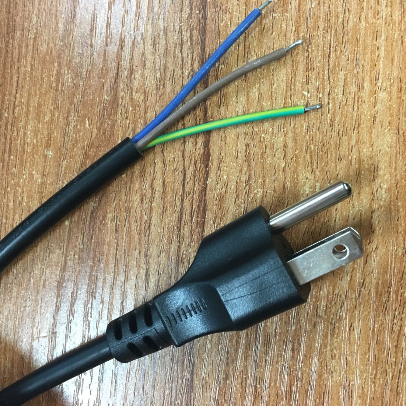 5米美标美规电源线三插美式电源插头线 尾部剥皮上锡