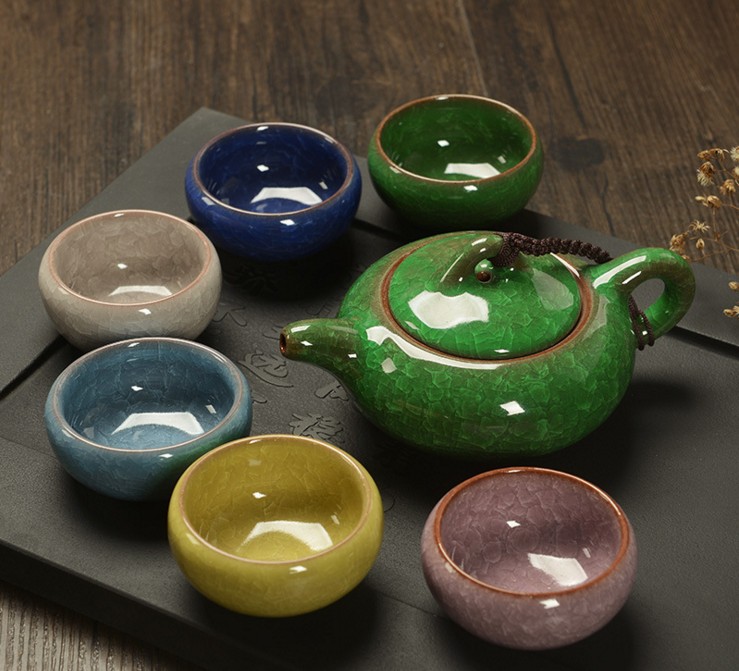七彩冰裂釉茶具套装 冰裂茶具陶瓷功夫茶具