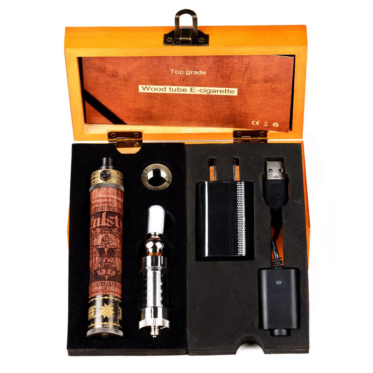 云端多福 电子烟套装木质雕刻蒸汽烟男士戒烟产品大烟雾水烟枪