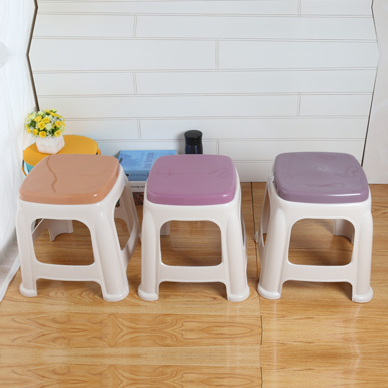 Factory Direct Sales Brocade Fashion Non-Slip Casual Chair Plastic Square Stool Thick Super Pressure Resistant Dining Table Stool 0337