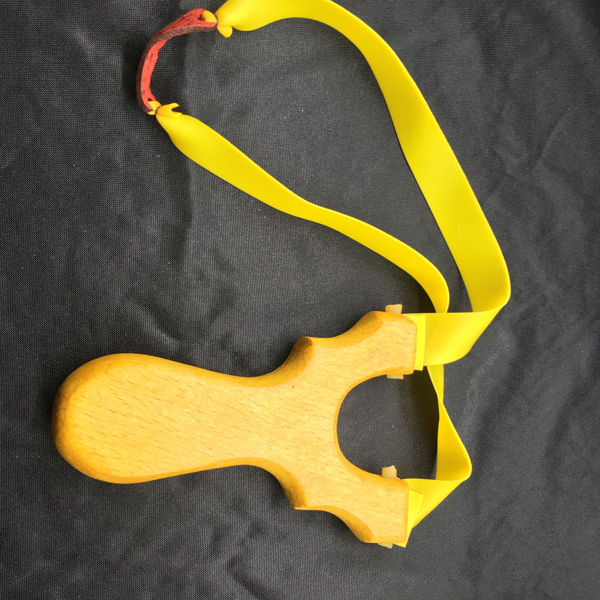 榉木扁皮筋弹弓 黄色漆榉木顶卡扁皮弹弓 户外竞技扁皮弓