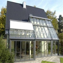 深圳实地设计建筑小房屋钢化中空玻璃阳光房标准钻石型屋顶阳光房