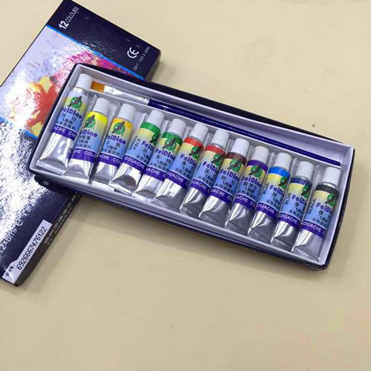 飞雕牌12色套装水粉画颜料 学生美术颜料 内赠1支水粉笔  品牌 飞雕