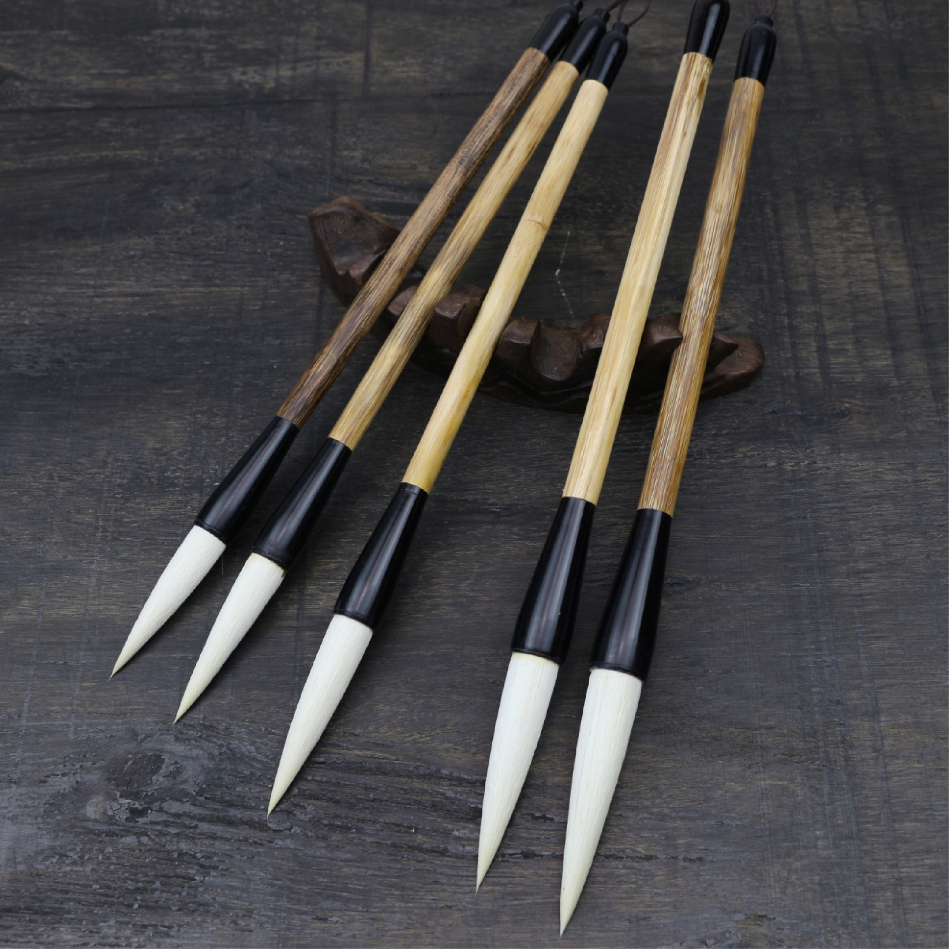 传统毛笔_厂家直销定制批发棕竹纯羊毫书法国画小斗笔套装行书隶书