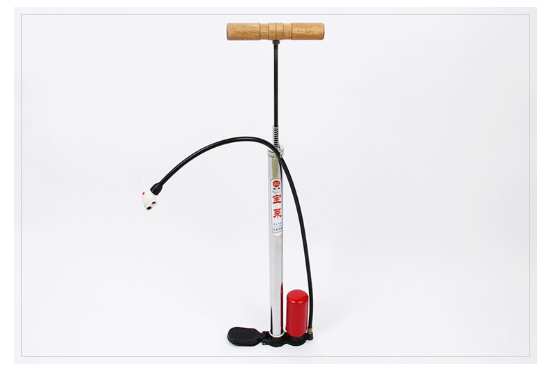 批发 优质put材料带高压包便携式摩托车打气筒 木柄手动打气筒