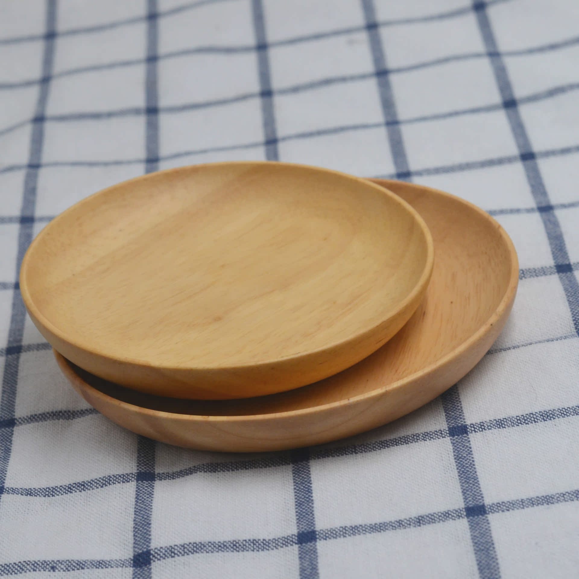 橡胶木盘茶盘点心盘 圆形木盘子 多规格酒店托盘