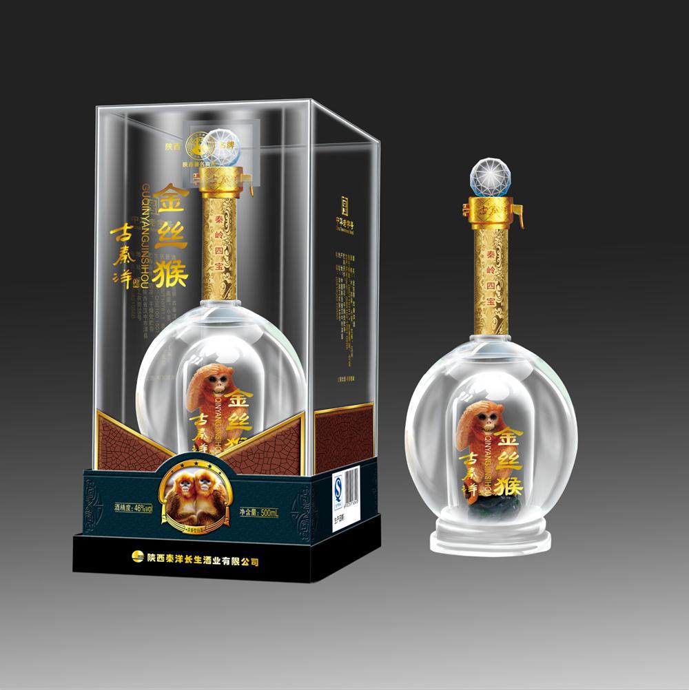 陕西省名牌 中华老字号   "秦洋牌"  46°金丝猴古秦洋酒