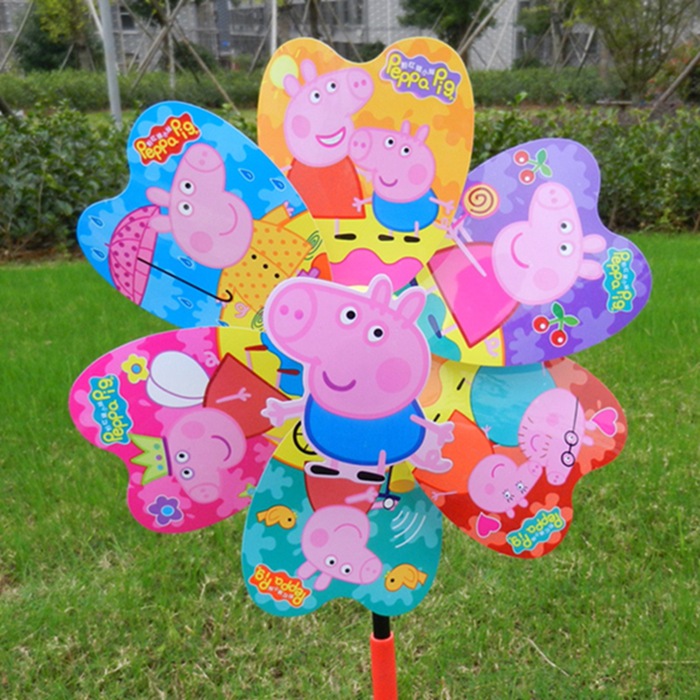 儿童玩具风车批发学校活动立体小猪佩奇弹簧