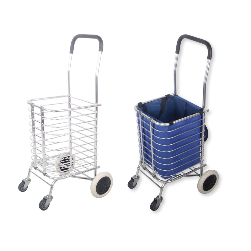 4轮铝合金超市购物车 折叠拉杆车 买菜车爬楼车菜篮车