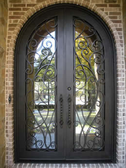 定制豪华铁艺半圆型双开门门铁艺门