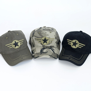 速卖通帽子,空军风五星 us 迷彩军迷棒球帽 猎狩伪装户外休闲帽