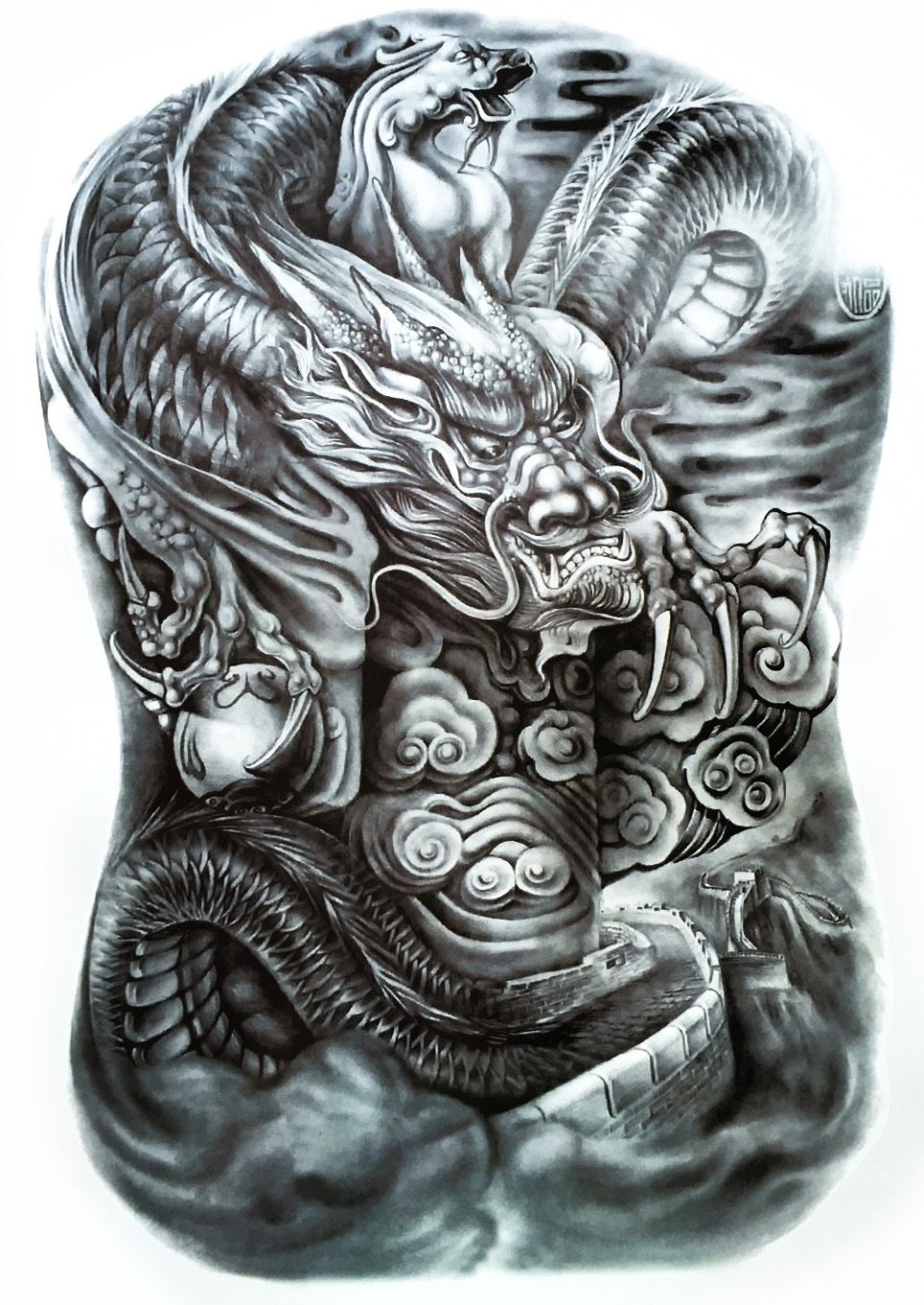 爆款热卖战神赵云男士防水超大满背特价背贴外贸防水花臂纹身贴