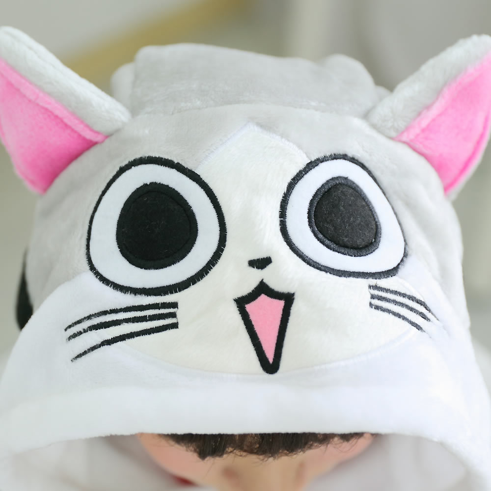 卡通连体睡衣动物起司猫秋冬加厚可爱家居演出服