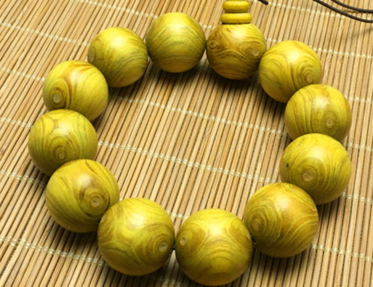正宗黄金柚檀木手串 对眼鬼脸黄金檀木佛珠