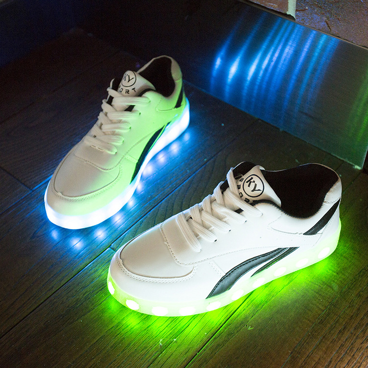 usb充电七彩夜光鞋发光鞋led灯鞋单鞋男女情侣演出鞋超大码