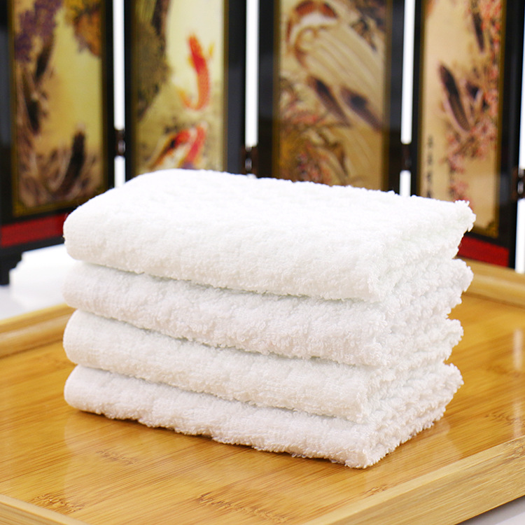 厂家直销酒店小方巾 菠萝格白色棉质小毛巾宾馆毛巾定制logo