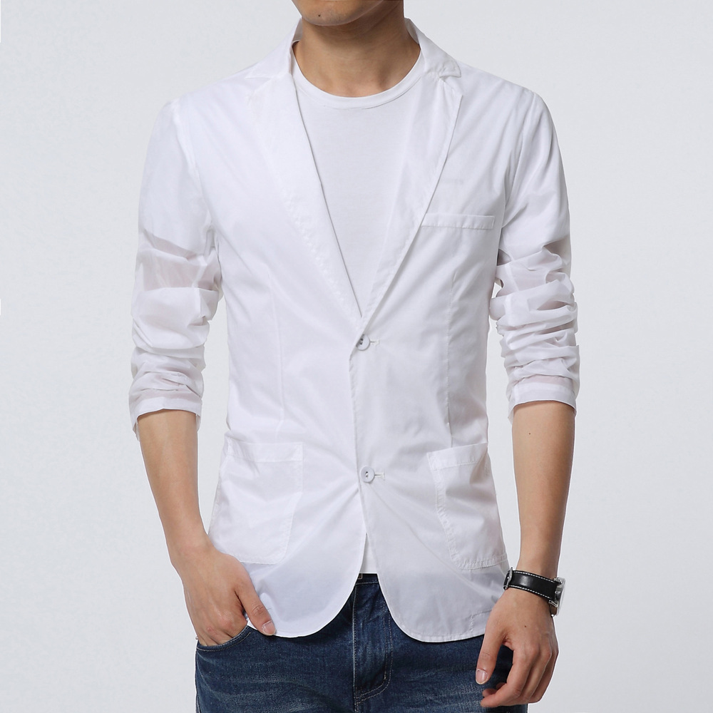 xf2012夏季新款男士防晒小西服大码修身薄款防晒纯白色西装男批发