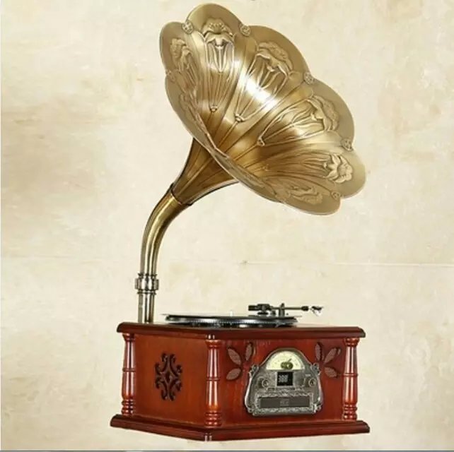 老上海古典留声机仿古lp黑胶唱片机 实木立体组合复古柜体留声机