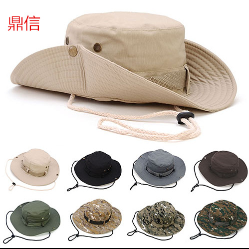 Boonie Hat Beige Broad-Brimmed Hat Rounded Hat Checked Cloth Men Women Mountaineering Outdoor Fisherman Hat Sun Hat Double-Sided