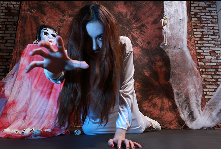 cosplay贞子女鬼服装鬼屋鬼节装扮服饰红色白色万圣节演出服装采购