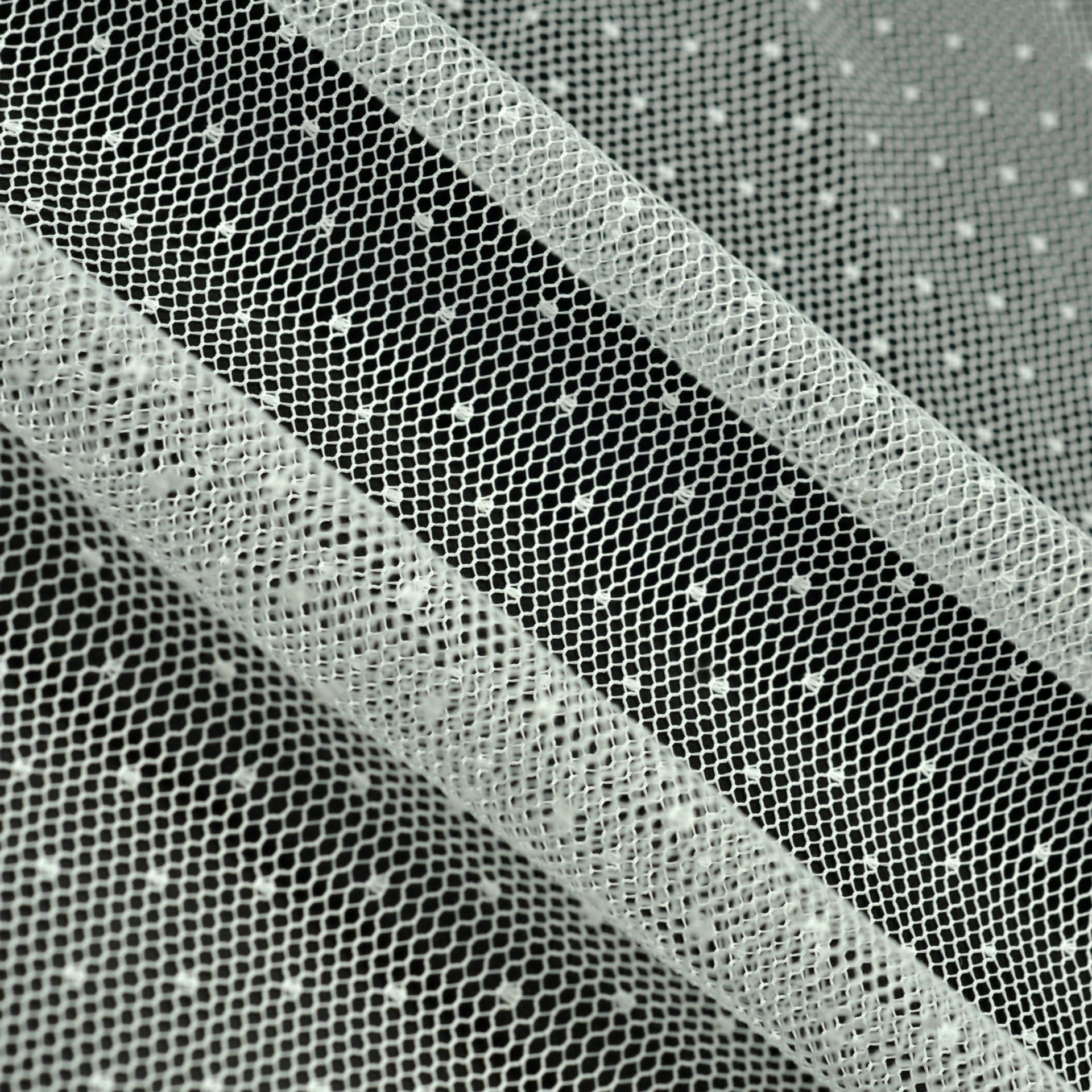 现货批发锦纶尼龙实心黑白色点点小六角网眼布 女装镂空裙纱面料