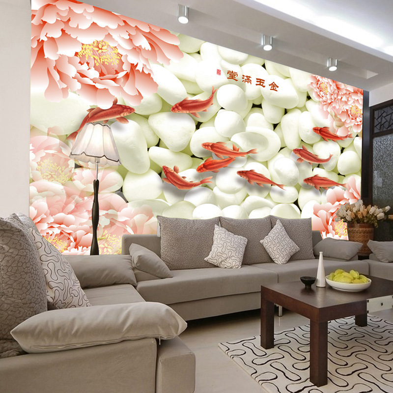金玉满堂3d大型壁画餐厅酒吧ktv墙纸沙发背景墙卧室壁纸