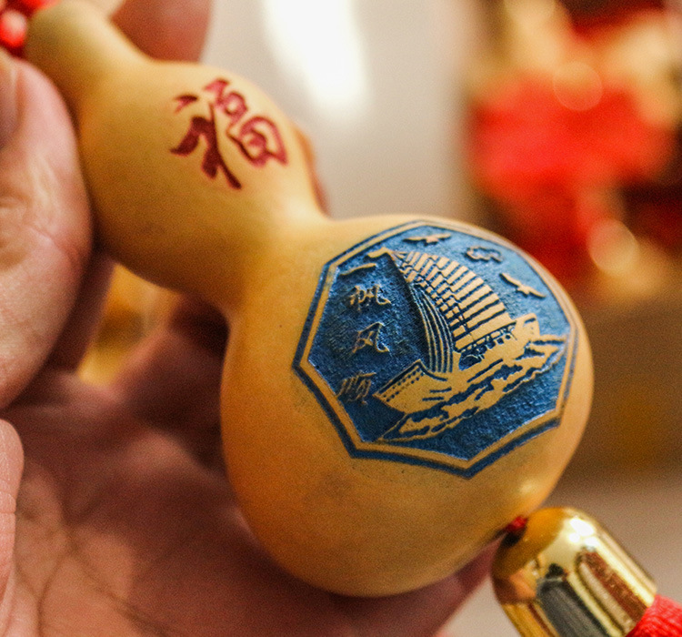 天然葫芦挂件雕花烙画一帆风顺车挂中国结流苏出入平安吉祥如意