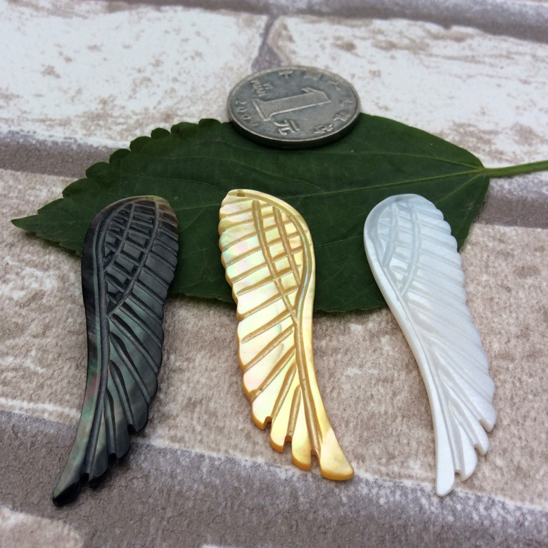 新品黄蝶贝贝壳动物小鸟翅膀 手工雕刻饰品diy配件 个性挂饰材料