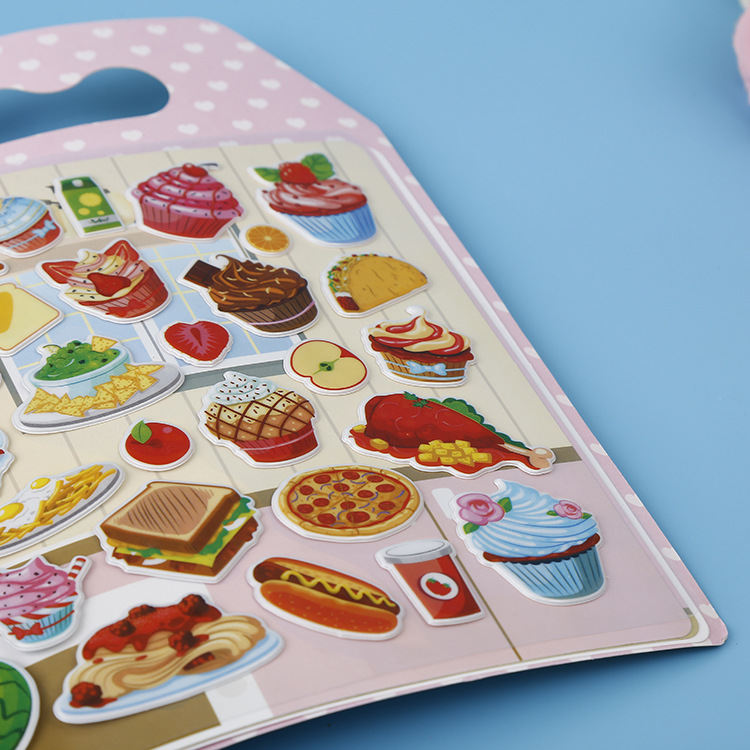 多图贴纸不干胶贴画儿童创意贴画册卡通厨房食物造型贴纸本批发