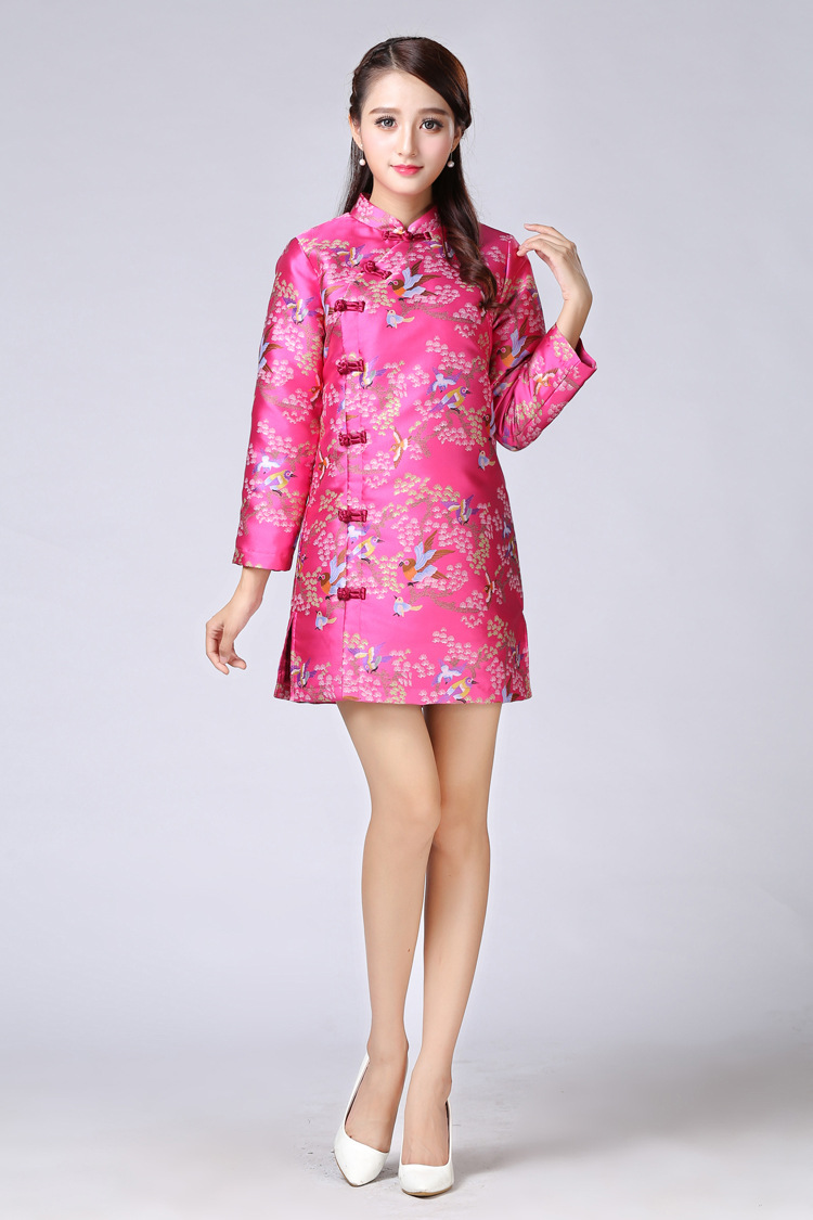 秋冬棉衣唐装女上衣外套改良复古长袖中式旗袍上衣中长款宴会装