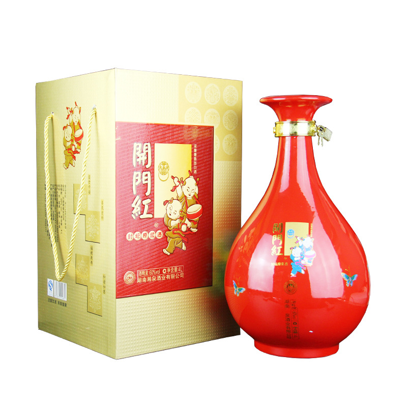 开门红60度4000ml8斤装景德镇青花瓷瓶湘泉原浆酒大坛 高度白酒