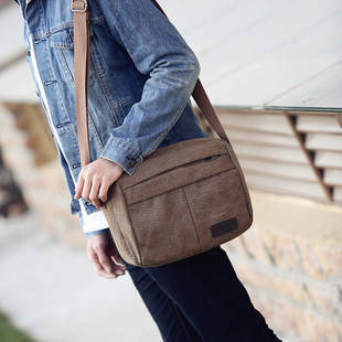 批发韩版复古纯棉帆布单肩背新款单肩斜挎包时尚潮流休闲背包