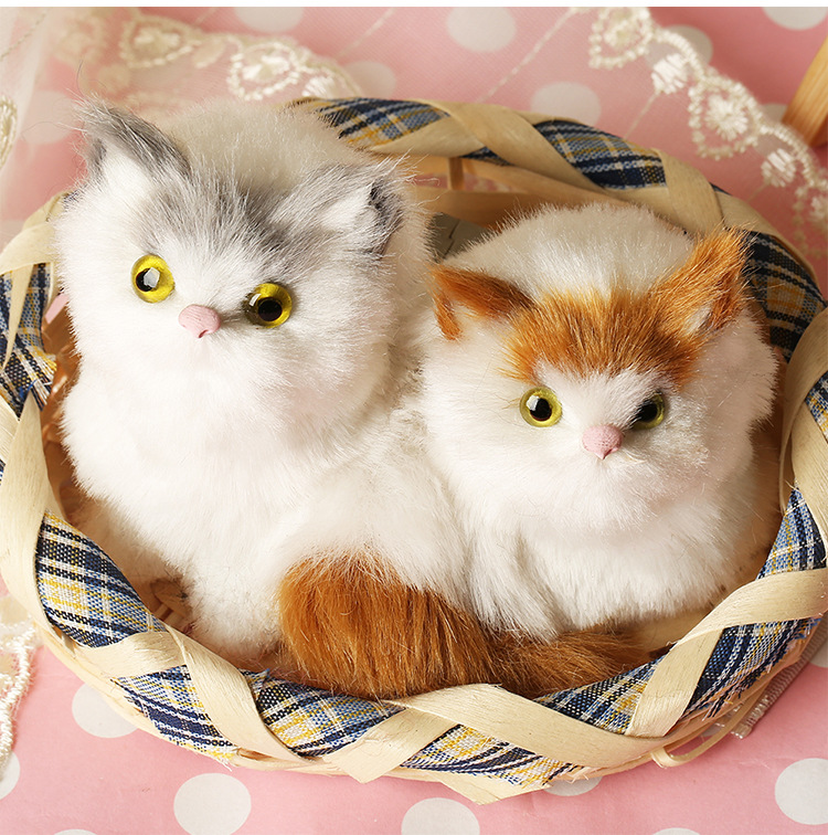 厂家直销可爱毛绒玩具 布边蓝子声控双猫 家居摆件饰品玩偶