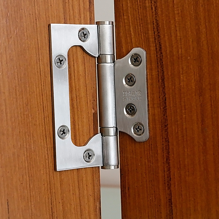 不锈钢加厚型子母合页4寸免开槽隐形门合页室内木门五金配件铰链