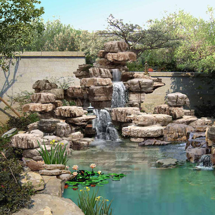 即墨海阳别墅庭院景观设计 假山水景园林绿化 园林设计 欢迎.