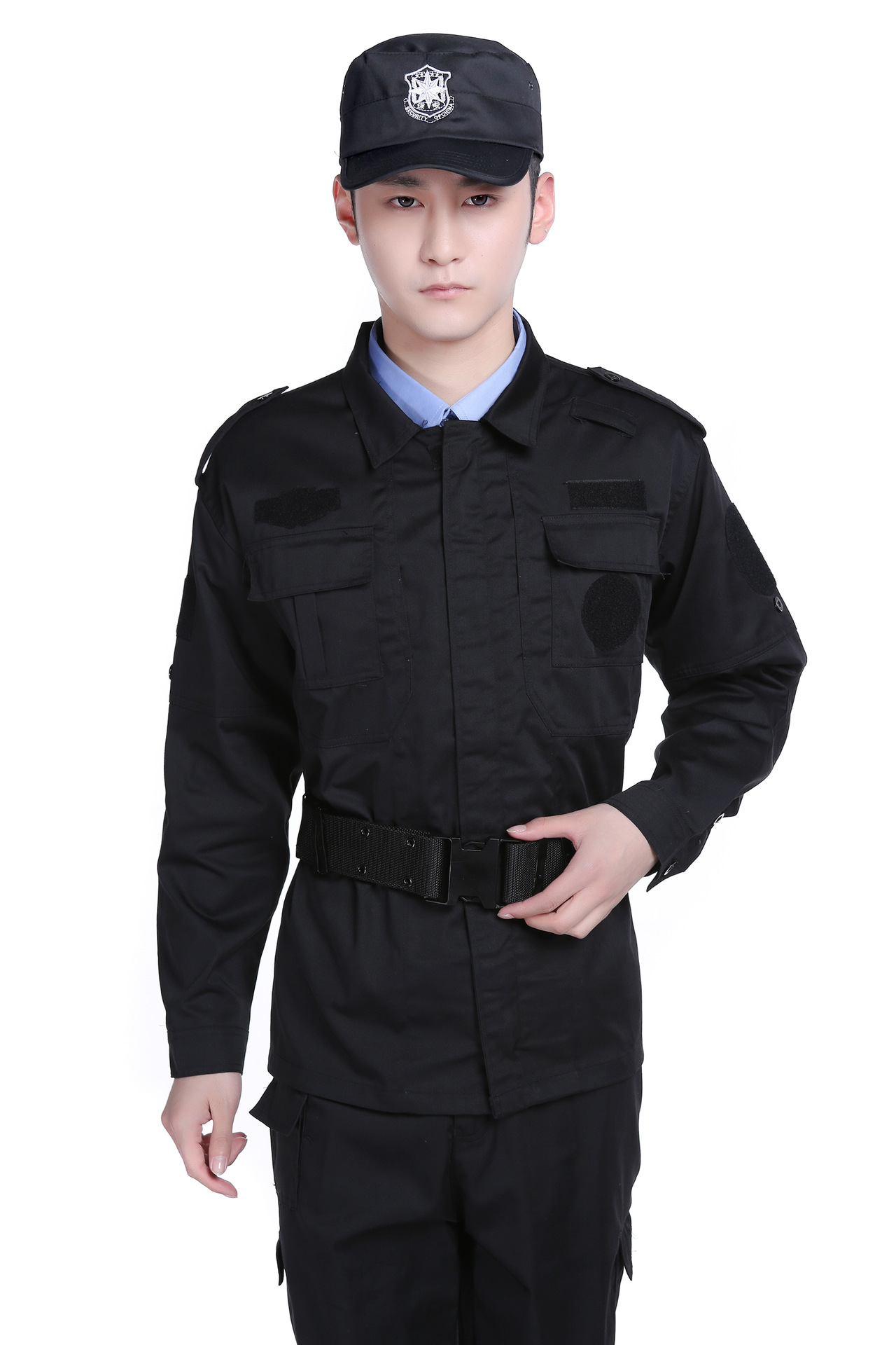 新款保安春秋服黑色保安套装长袖特训服保安制服厂家直供