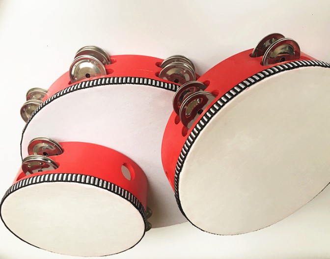 奥尔夫乐器6寸8寸10寸双排铃鼓 儿童舞蹈羊皮手鼓 幼儿园手拍鼓