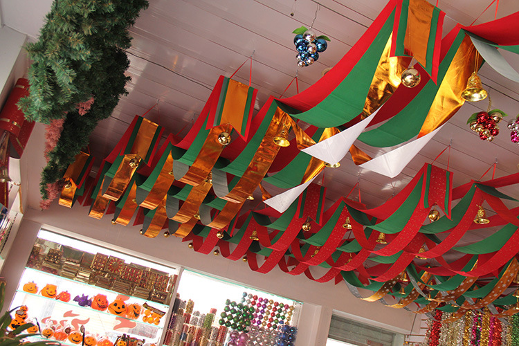 圣诞节装饰品波浪旗吊旗挂旗节日元旦酒店商场超市店面布置包邮